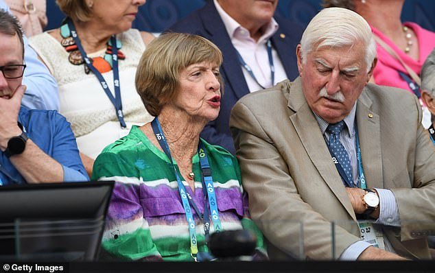 Margaret Court revealed in November 2019 that she did not know whether the 50th anniversary of her historic Australian Open Grand Slam would be honored at the upcoming tournament.  She is pictured at the tournament in January 2020, the last time she attended