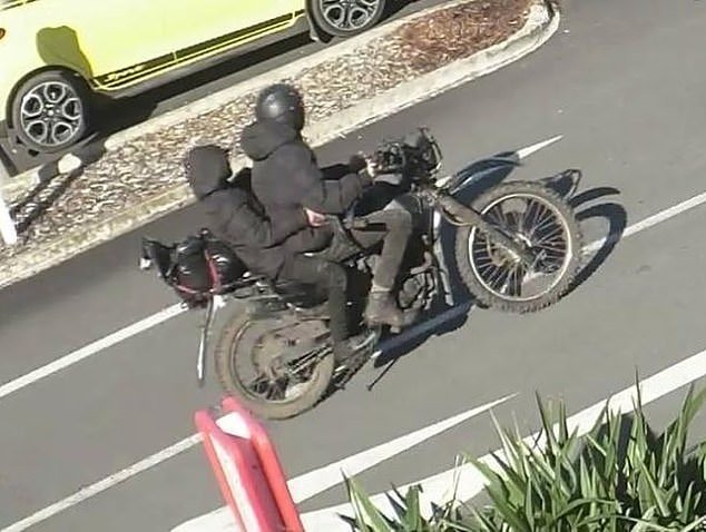 In May last year, two armed people entered an ANZ bank in Te Kūiti, demanding cash before fleeing on a black motorcycle (pictured).  Police later linked Phillips to the robbery and charged him with aggravated robbery, aggravated battery and unlawful possession of a firearm.
