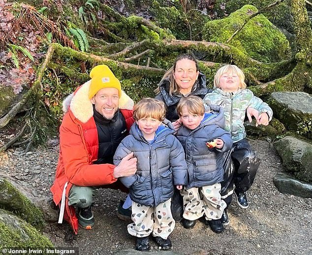 The TV presenter celebrated the occasion in Costa Del Sol with his wife Jessica Holmes and their sons Rex, four, and twins Rafa and Cormac, three