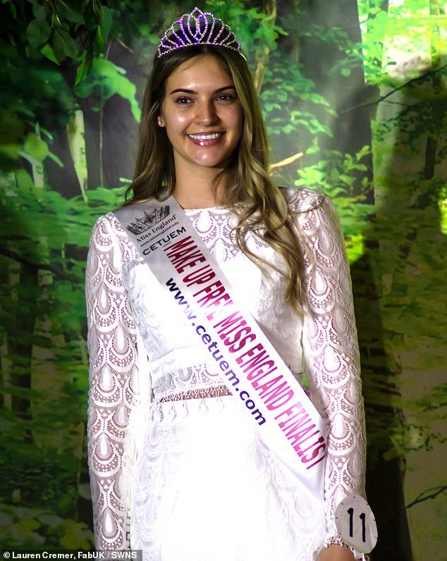 Natasha wowed Miss England judges with her natural beauty as she wore a white lace wedding dress in the make-up free competition
