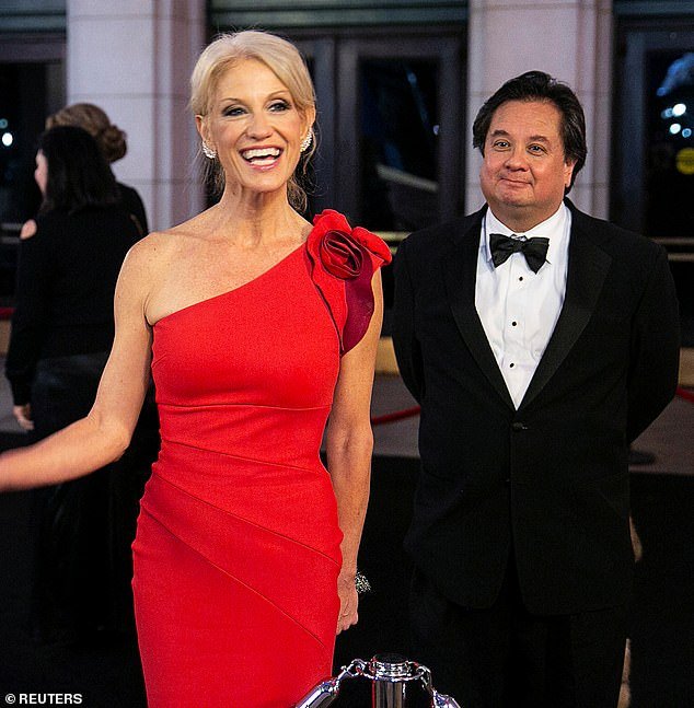 Conway has been one of Donald Trump's biggest critics, publicly mocking the president on Twitter while courting his wife Kellyanne (pictured left), who filed for divorce last year.