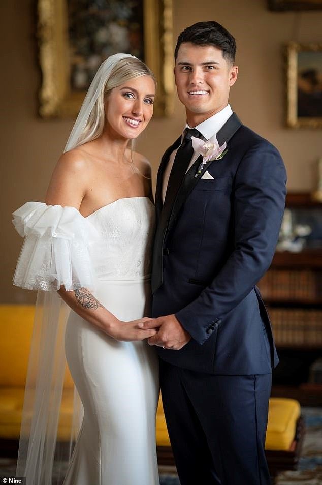 The 27-year-old spoke to Daily Mail Australia to offer a rare glimpse into the fleeting nature of fame and the realities of life after the cameras stop rolling.  (Pictured on MAFS with his 'wife' Samantha Moitzi on screen)
