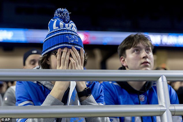Fans in the stands at a Ford Field viewing party were left devastated at the end of the game