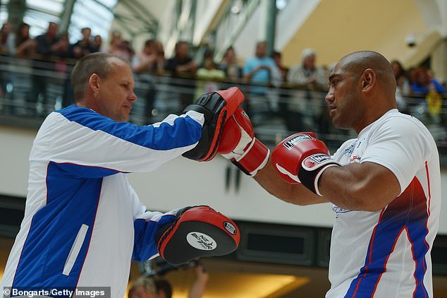Alex Leapai Senior's trainer Noel Thornberry (pictured as he prepares the fighter for his Klitschko fight) believes Alex Junior is the best Australian heavyweight prospect in 50 years