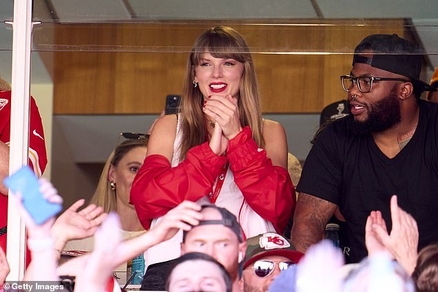 Taylor cheered from a suite at Arrowhead Stadium in September as the Chiefs played the Bears