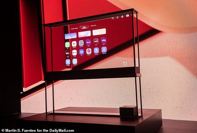 LG wheeled the 77-inch wireless display onto the stage during a press conference on Monday morning