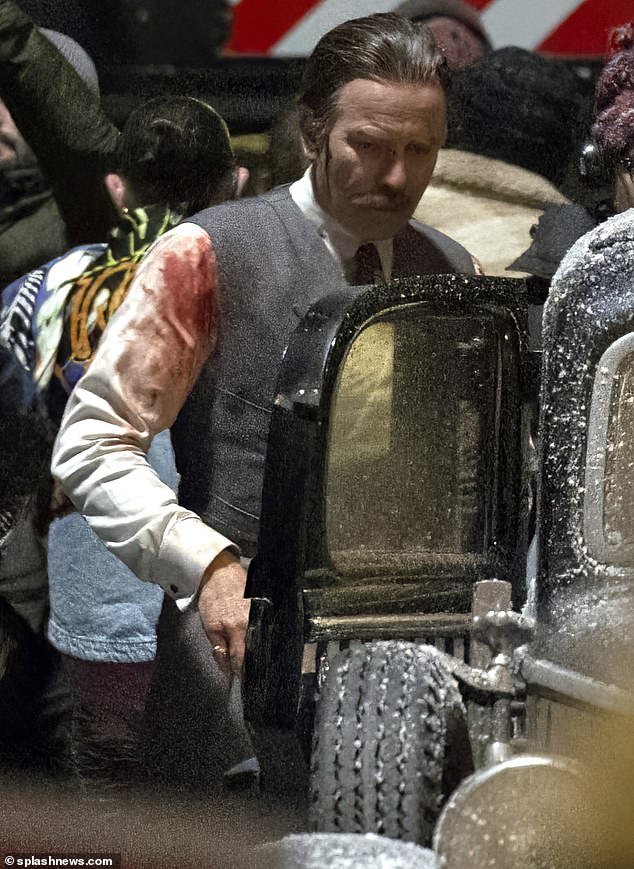 Ewan McGregor, 52, was covered in blood on Sunday as cameras rolled in Russia