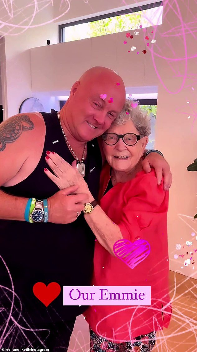 Grandma Emmie Silbery, 94, (right) had a heartwarming reunion with her Gogglebox Australia co-stars Keith, 62, (left) and Lee Riley on Sunday
