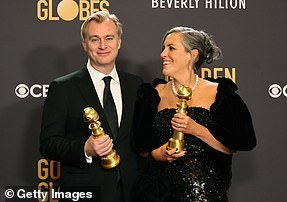 Oppenheimer took home the top prize for Best Picture – Drama (Christopher Nolan and Emma Thomas are pictured)