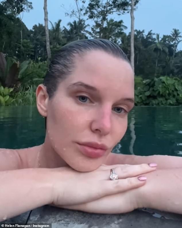 Helen Flanagan stripped naked for a dip in the pool during her ultra-luxurious Bali getaway