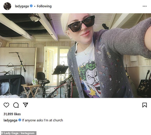 Lady Gaga appeared to promote her role in the upcoming superhero film Joker: Folie A Deux by sharing a selfie to her Instagram account on Tuesday afternoon