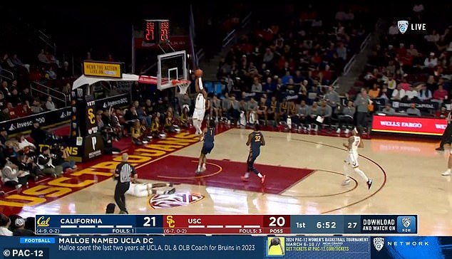 Bronny connected with teammate Isaiah Collier to score an outrageous alley-oop dunk