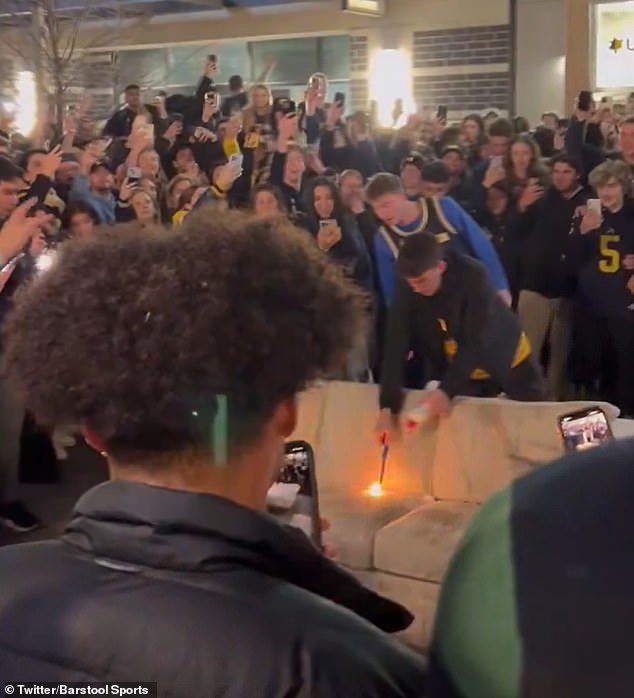 Michigan fans toasted a first National Championship since 1997 by setting benches on fire