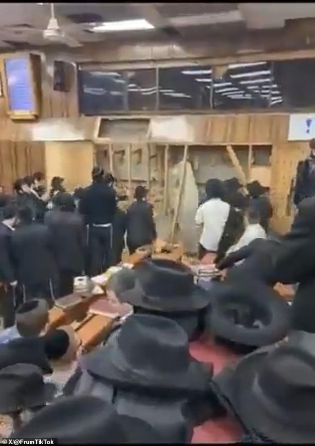 Young followers of a Jewish Hasidic group in Brooklyn took it upon themselves to expand their synagogue, congregants told DailyMail.com