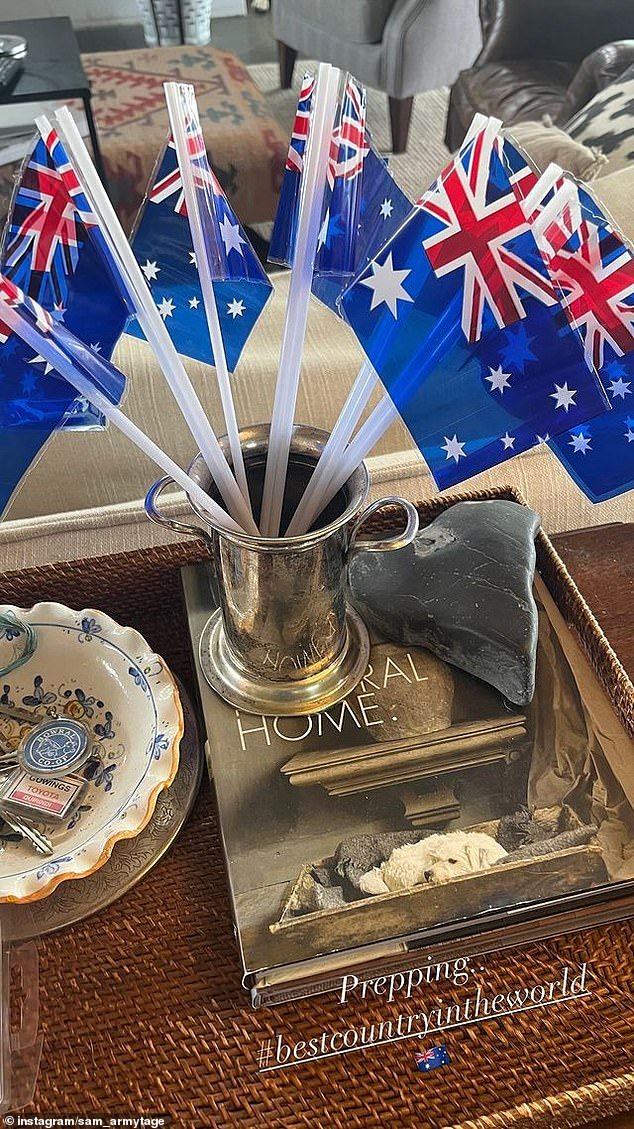 The Channel Seven star, 47, revealed on Wednesday that she is preparing for the start of the Australia Day festivities and is currently decorating her home with Australian flags