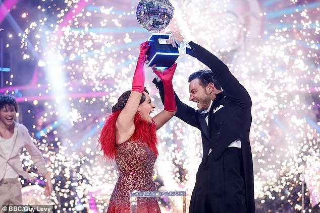 The Strictly star and her professional dancing champion Vito Coppola, 31, both received mini versions of the iconic Glitterball Trophy to take home and keep