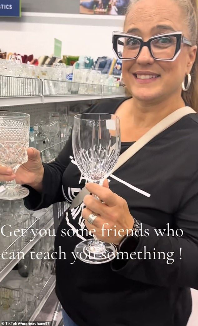 Marie Chane, from Texas, shared a video on TikTok of her friend buying wine glasses at the thrift store