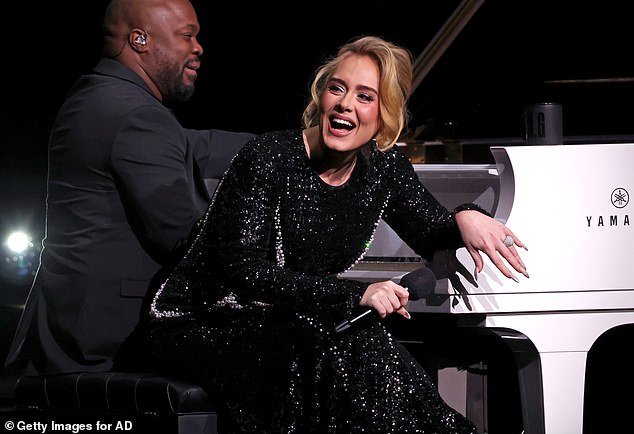 The superstar, 35, had seen a video online of the 12-year-old's father surprising her with tickets to the show at the Colosseum at Caesars Palace (Adele pictured last weekend)
