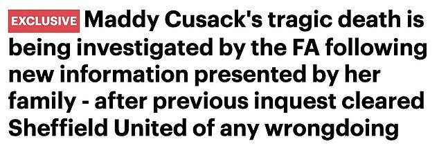 Mail Sport has taken the lead on the story at Sheffield United in the wake of Cusack's death