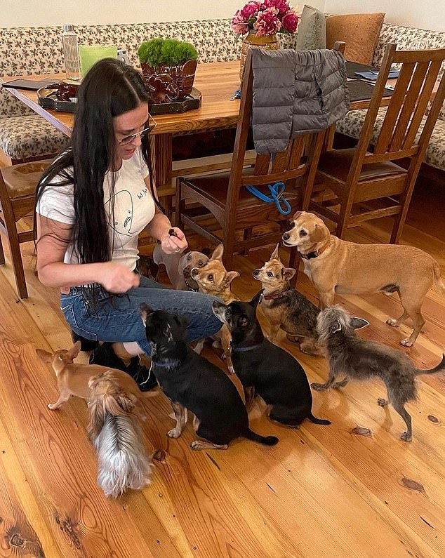 She revealed that she is a devoted fur parent as she cares for nine small dogs at her rural home in Idaho