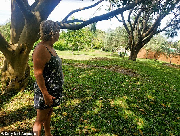Neighbor Denise Hope in the reserve where locals enjoy drinks and gather every Christmas, but which could now be sold to developers