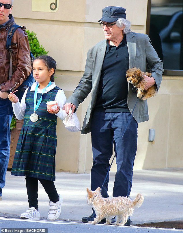 De Niro shares twins Julian and Aaron, 28, with girlfriend Toukie Smith, and he and Hightower later welcomed their son Elliot, 25, and daughter Helen Grace, 12 (pictured in 2019)