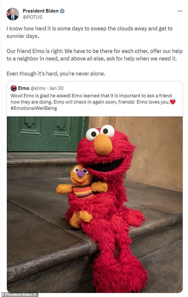 Elmo encouraged people to reach out to their friends after his tweet went viral