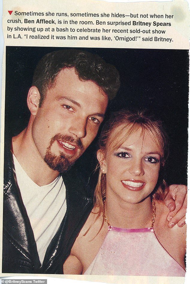 A magazine clipping with the same photo of Britney with Affleck.  The photo was probably taken in 1999