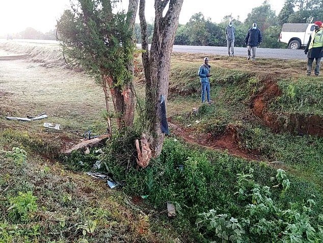 Kenyan journalist Kipruto Lagat has published photos of the crash site on social media, according to him