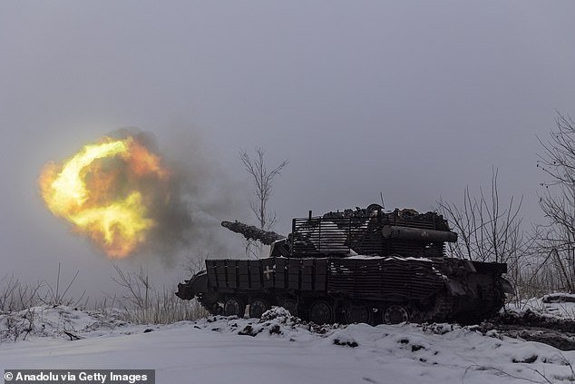 Smoke rises after tank fire in the direction of Bakhmut