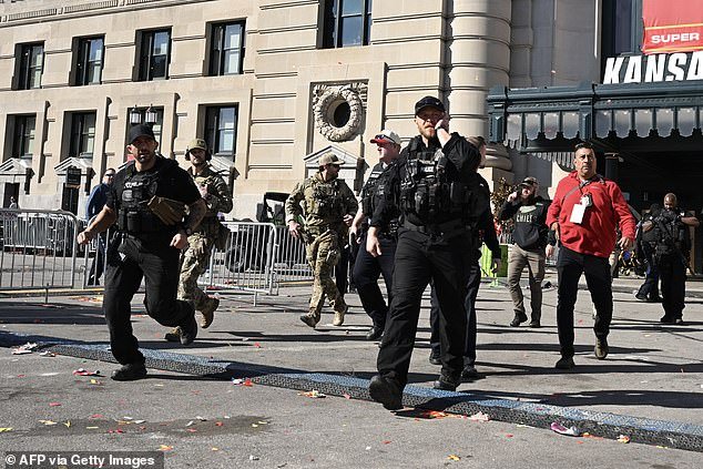 A large police presence descended on Union Square after shots rang out during the Kansas City Chiefs Superbowl Parade