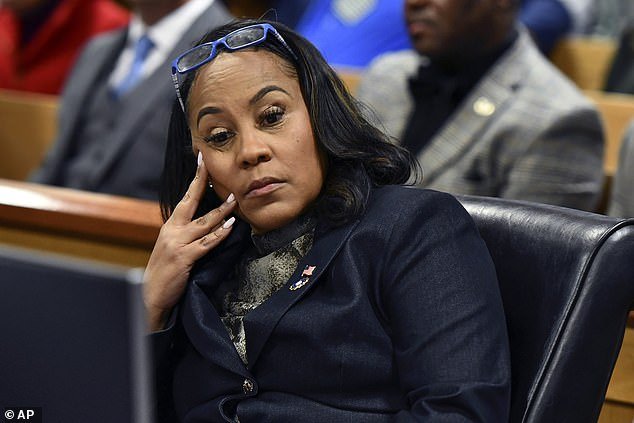 Meanwhile, Trump and co-defendants are seeking to disqualify Fulton County District Attorney Fani Willis (pictured) from presiding over her racketeering trial following the emergence of her affair with one of the prosecutors in the case.