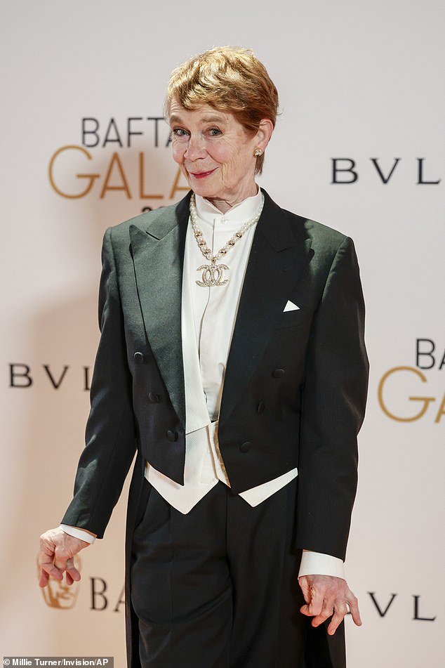 Celia Imrie poses for photographers as she arrives at the BAFTA Gala event in London, on February 15, 2024