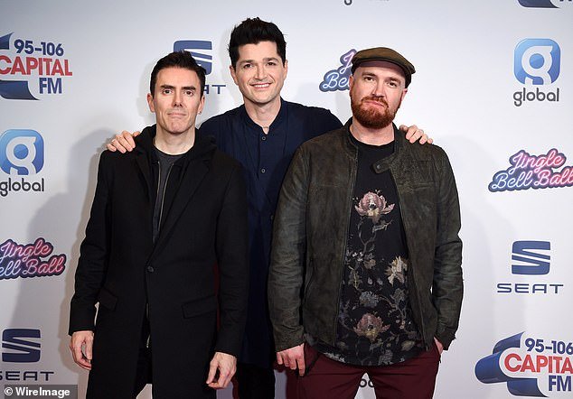 Power is pictured with his The Script bandmates Mark Sheehan and Danny O'Donaghue