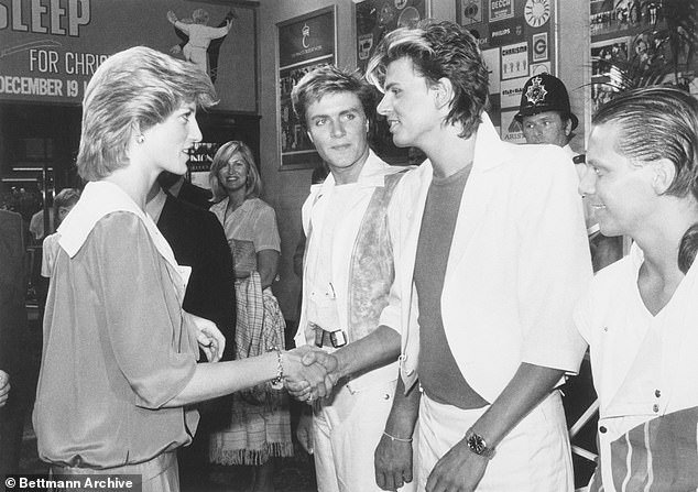 Princess Diana went backstage and shook hands with Andy Taylor after the gala ended