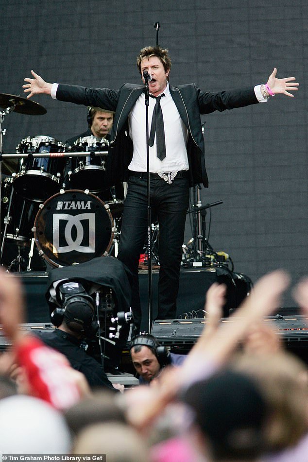 Simon Le Bon of Duran Duran performs on stage during the Concert for Diana at Wembley Stadium that Princes William and Harry hosted in 2007 to celebrate their mother's life