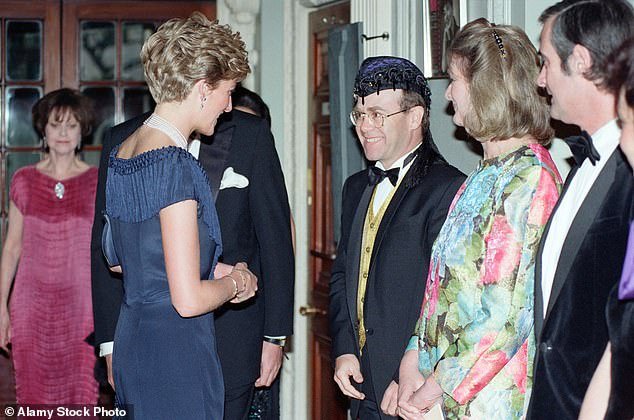 Elton John chatted to Princess Diana as she attended a charity performance of Tango Argentino in aid of the National Aids Trust at the Aldwych Theater in London in 1991