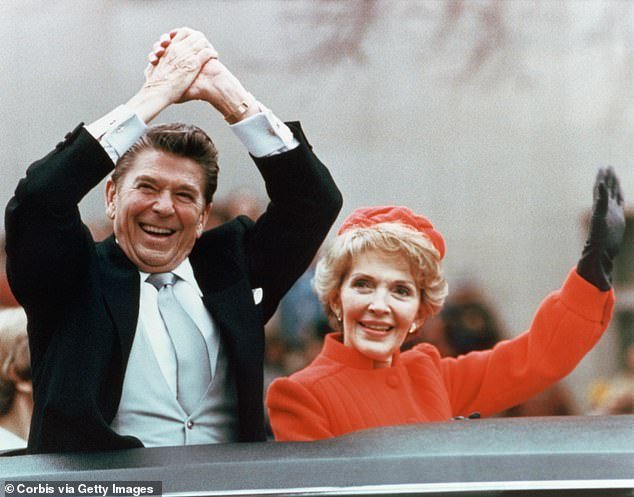 Ronald Reagan was the oldest president in American history at the time of his term in office;  he was 69 when he was inaugurated.  The late president is pictured with his wife Nancy Reagan after taking the oath of office on January 20, 1981
