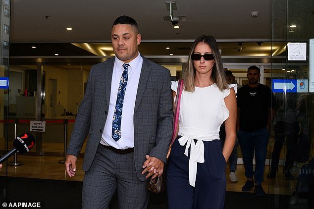 Former footy star Jarryd Hayne (pictured left) was found guilty of raping the victim during the 2018 NRL grand final