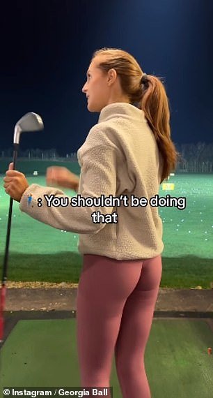 She was practicing a new golf swing