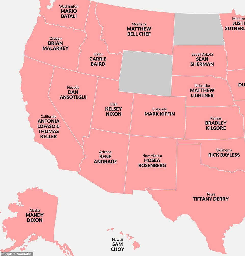 On a separate map of the American states, Sam Choy is the most searched chef from Hawaii, Brian Malarkey is the most popular from Oregon and from California it is Antonia Lofaso and Thomas Keller