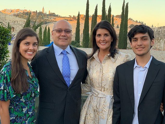 Haley, the daughter of Indian immigrants, is married to William Michael Haley (center left), a commissioned officer in the South Carolina Army National Guard.  The two share a daughter, Rena (left), and son, Nalin (right)