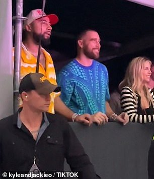 Travis was spotted watching Taylor perform from a special VIP box during the show, which took place at Accor Stadium, and the footballer couldn't wipe the smile off his face as Taylor belted out the lyrics to her hits.