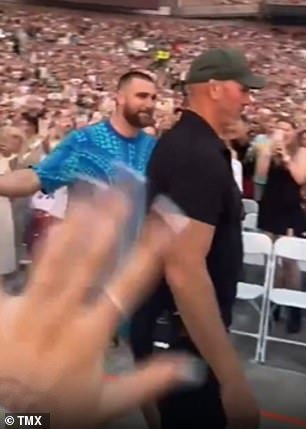 Travis (seen walking through the crowd at Taylor's show) landed in Sydney on a private jet on Thursday morning