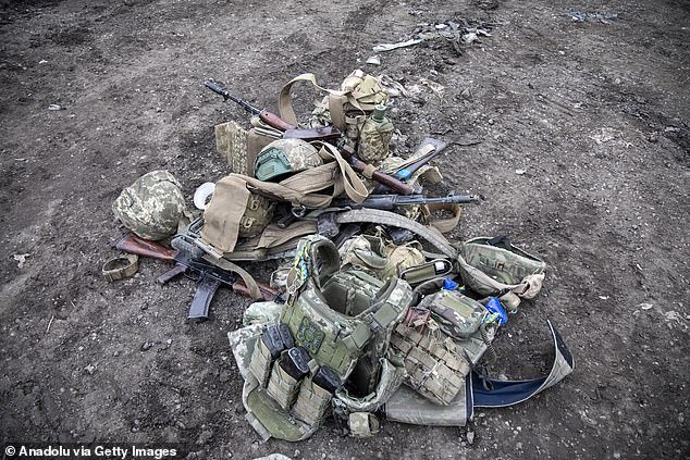 When Ukrainian forces were forced to evacuate, military items were left on the ground