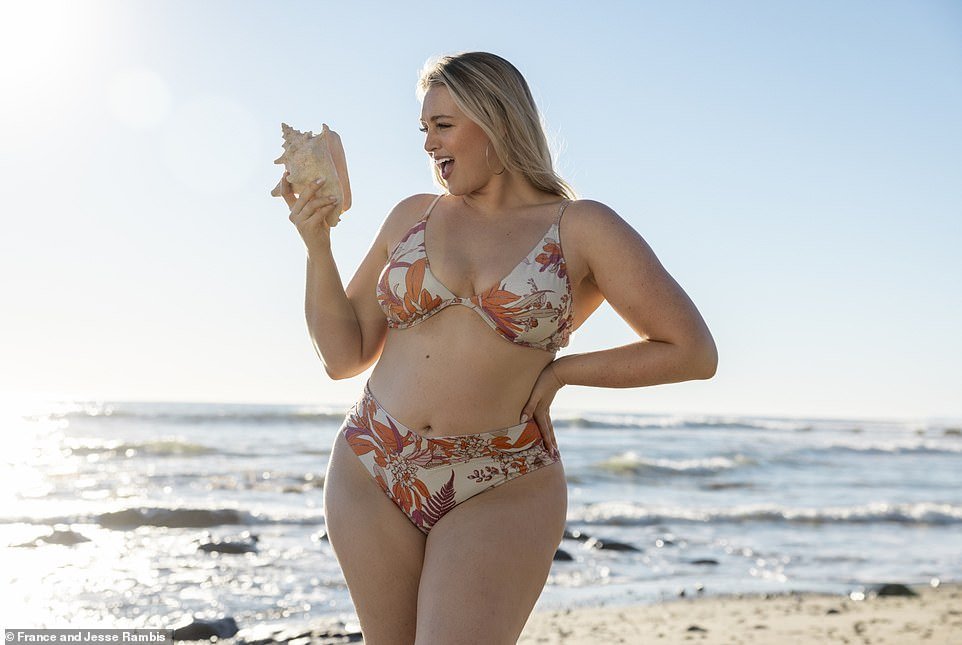 1708701689 723 Iskra Lawrence models a peach toned bikini as she talks body