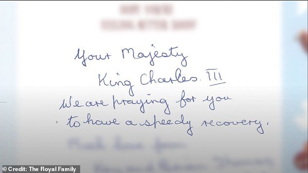 One message read: 'Your Majesty King Charles III, we pray for your steady recovery'