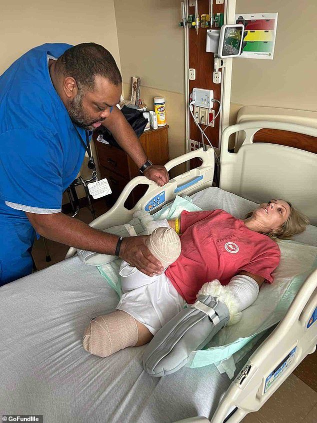 Mullins lost both her legs and arms last month when a kidney stone infection led to sepsis and doctors were forced to amputate her limbs to save her life