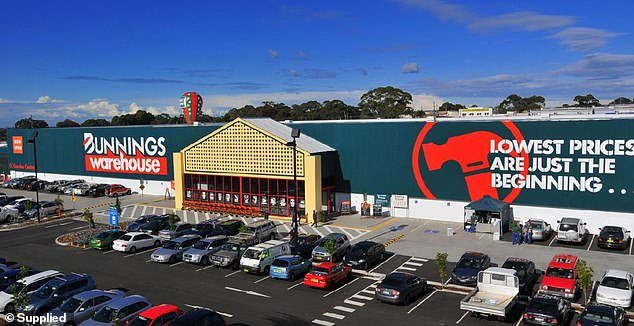 Sarah Jane, 31, was working for fertilizer company Neutrog as a salesperson in the Seven Hills Bunnings in Sydney's northwest (pictured) when she tried to move the bulky 11kg package