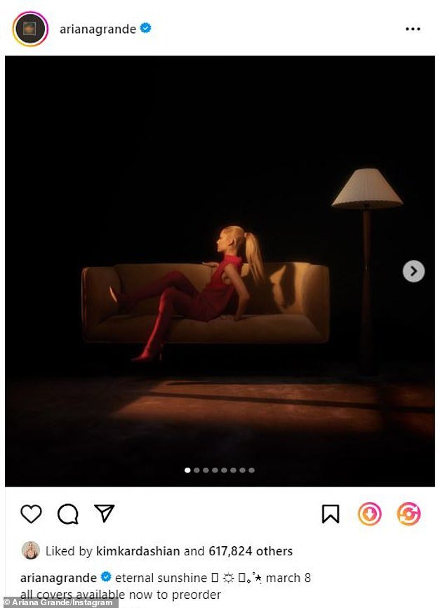 She was seen in red in this post sharing the album release date when Kim Kardashian hit the like button